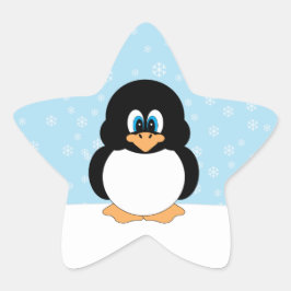 Niedlicher Pinguin mit Snowflakes Stickern Stern-Aufkleber