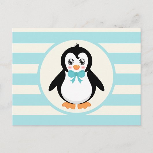 Niedlicher Pinguin mit türkisfarbenem Bowtie Postkarte (Vorderseite)