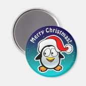 Niedlicher Pinguin mit Weihnachts-Hut-Cartoon Magnet (Vorderseite/Rückseite)