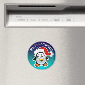Niedlicher Pinguin mit Weihnachts-Hut-Cartoon Magnet (In Situ (Geschirrspüler))