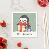 Niedlicher Pinguin mit Weihnachtsgeschenken im Sch Serviette (Beispiel)