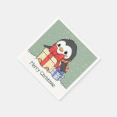 Niedlicher Pinguin mit Weihnachtsgeschenken im Sch Serviette (Ecke)