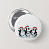 Niedlicher Pinguin mit Weihnachtsmannmütze Xmas Pi Button (Vorne & Hinten)