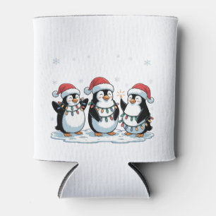 Niedlicher Pinguin mit Weihnachtsmannmütze Xmas Pi Dosenkühler