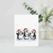 Niedlicher Pinguin mit Weihnachtsmannmütze Xmas Pi Einladungspostkarte (Stehend Vorderseite)