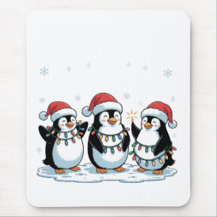 Niedlicher Pinguin mit Weihnachtsmannmütze Xmas Pi Mousepad