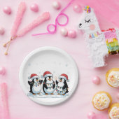 Niedlicher Pinguin mit Weihnachtsmannmütze Xmas Pi Pappteller (Party)