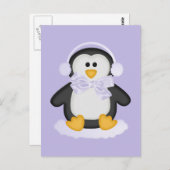 Niedlicher Pinguin mit weißem Bogen Postkarte (Vorne/Hinten)