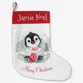 Niedlicher Pinguin Name Red Kids Weihnachts-Strump Kleiner Weihnachtsstrumpf (Vorderseite)