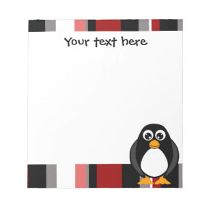 Niedlicher Pinguin Notepad - Roter Streifen Notizblock