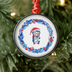 Niedlicher Pinguin Ornament Aus Metall