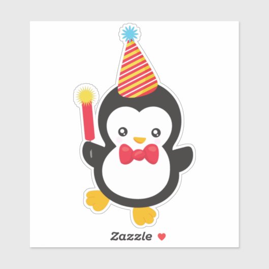 Niedlicher Pinguin, Party-Hut, Firecracker, Bow-Kr Aufkleber (Blatt)