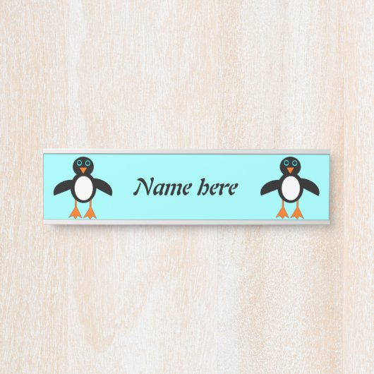 Niedlicher Pinguin Personalisiert Türschild (Vorderseite )
