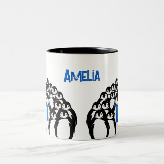 Niedlicher Pinguin Personalisiert Zweifarbige Tasse (Mittel)