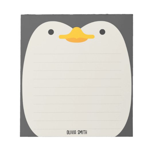 Niedlicher Pinguin Personalisierte Kinder Notepad Notizblock (Vorderseite)