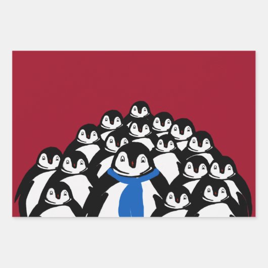 Niedlicher Pinguin Personalisierte Weihnachten Geschenkpapier Set (Vorderseite 3)