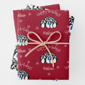 Niedlicher Pinguin Personalisierte Weihnachten Geschenkpapier Set (Beispiel)