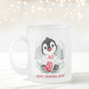 Niedlicher Pinguin Personalisierte Weihnachten Mattglastasse