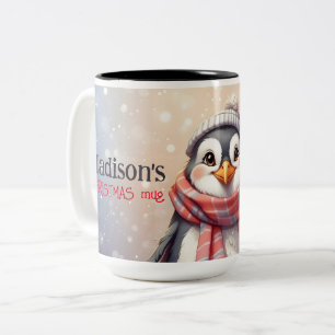 niedlicher Pinguin personalisierte Weihnachten Zweifarbige Tasse