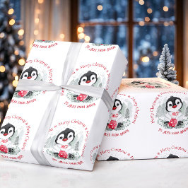 Niedlicher Pinguin Personalisierter Name Weihnacht Geschenkpapier