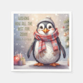 niedlicher Pinguin personalisierter Wunsch Serviette (Vorderseite)