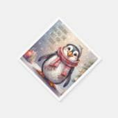 niedlicher Pinguin personalisierter Wunsch Serviette (Ecke)