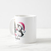 Niedlicher Pinguin Pine Tree Custom Pink Weihnacht Kaffeetasse (Vorderseite Links)
