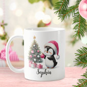 Niedlicher Pinguin Pine Tree Custom Pink Weihnacht Kaffeetasse