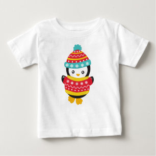 Niedlicher Pinguin, Pinguin mit Pullover, Hut Baby T-shirt