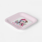 Niedlicher Pinguin Pink Custom Frohe Weihnachten Pappteller (Gewinkelt)