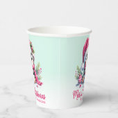 Niedlicher Pinguin Pink und Mint Green Frohe Weihn Pappbecher (Rechts)