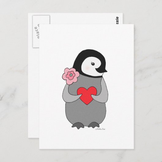 Niedlicher Pinguin Postcard Pinguin I Liebe Sie Po Postkarte (Vorne/Hinten)