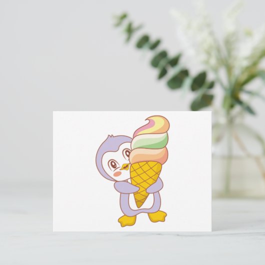 Niedlicher Pinguin Postkarte (Stehend Vorderseite)