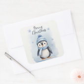 "Niedlicher Pinguin" Quadratischer Aufkleber (Umschlag)