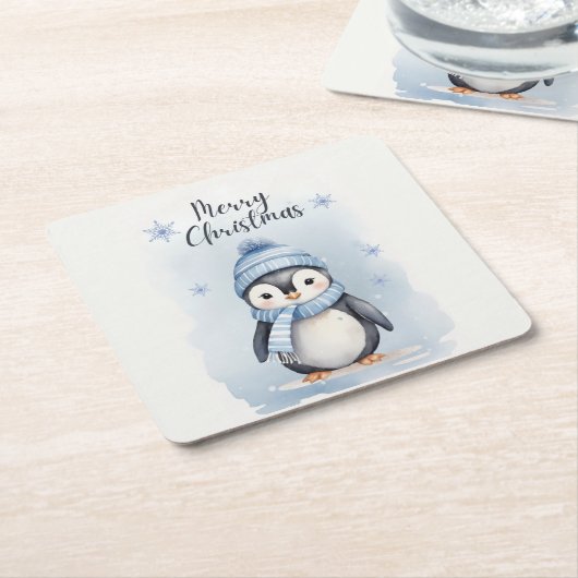 "Niedlicher Pinguin" Rechteckiger Pappuntersetzer (angewinkelt)