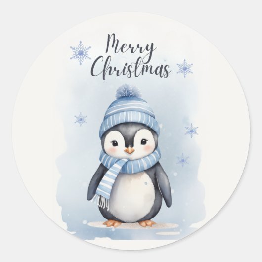 "Niedlicher Pinguin" Runder Aufkleber (Vorderseite)