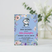 Niedlicher Pinguin Rustikale Blume Babydusche Kind Postkarte (Stehend Vorderseite)