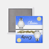Niedlicher Pinguin, sauber / Geschirrspüler, Magne Magnet (Vorderseite/Rückseite)