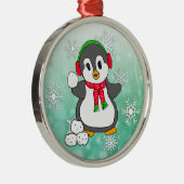 Niedlicher Pinguin Schneebälle werfen Weihnachten Ornament Aus Metall (Rechts)