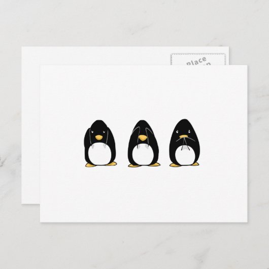 Niedlicher Pinguin Siehe Speak Hört kein Übel Postkarte (Vorne/Hinten)