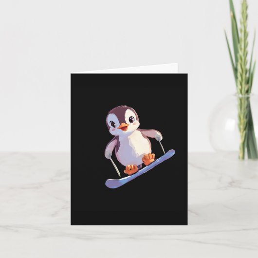 Niedlicher Pinguin Snowboarden Wintersport Karte (Vorderseite)