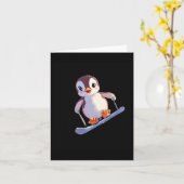 Niedlicher Pinguin Snowboarden Wintersport Karte (Gelbe Blume)