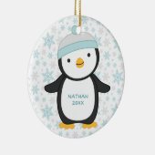 Niedlicher Pinguin Snowflake Jahr Name Weihnachten Keramik Ornament (Rechts)