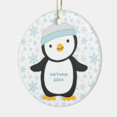 Niedlicher Pinguin Snowflake Jahr Name Weihnachten Keramik Ornament (Links)