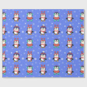 Niedlicher Pinguin Snowflake Muster Weihnachten Geschenkpapier (Flach)