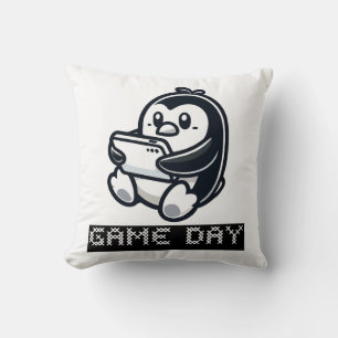 Niedlicher Pinguin spielt Videospiel - Game Day Kissen