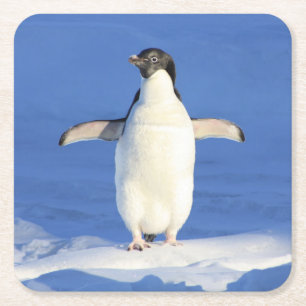 Niedlicher Pinguin Stehend am Eis Rechteckiger Pappuntersetzer