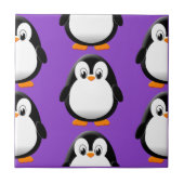 Niedlicher Pinguin überall über Printwerbung Lila Fliese (Vorderseite)