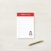 Niedlicher Pinguin und bearbeitbare Dinge, um Noti Post-it Klebezettel (Auf Schreibtisch)