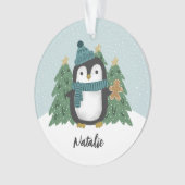 Niedlicher Pinguin und Cookie | Name Ornament (Vorderseite)